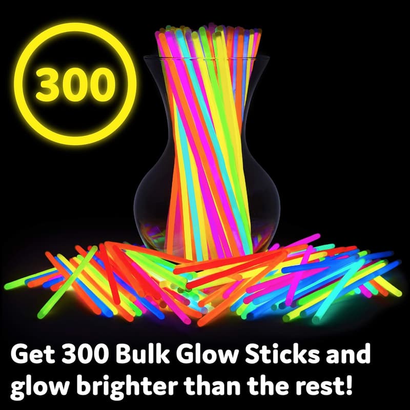 Neon Glow Sticks & Bracelets - Bulk Party Favors (300 pcs)