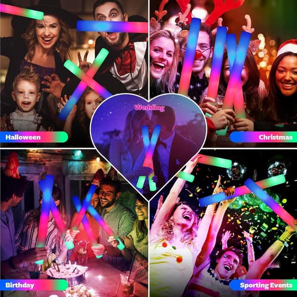 Glow in the Dark LED Foam Glow Sticks - 58 PCS Party Favors