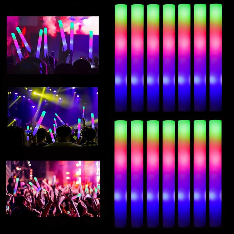 Glow Sticks Bulk - 32 LED Foam Light-Up Batons for Parties