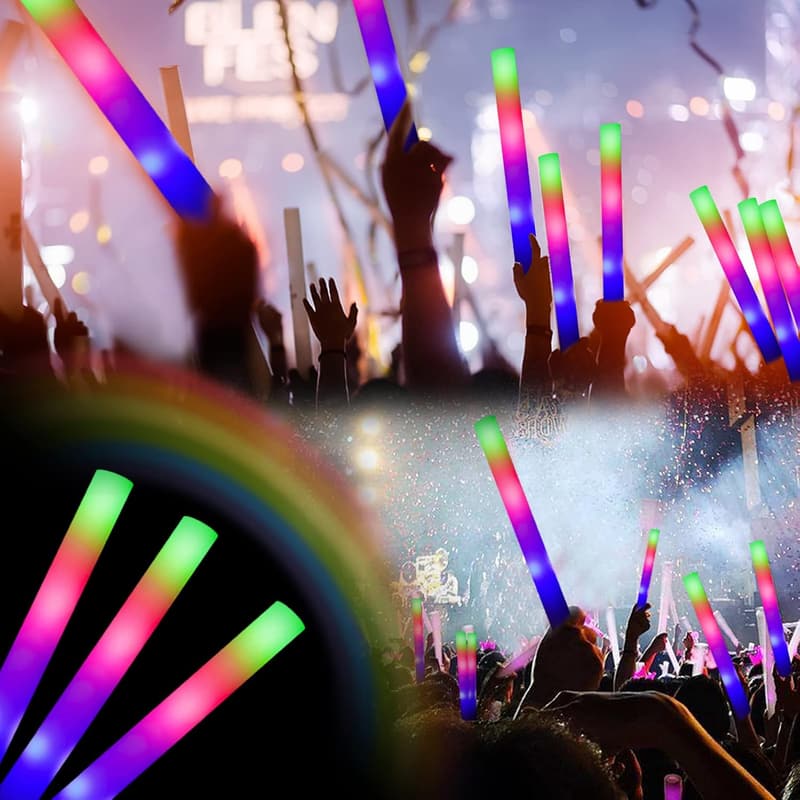 Glow Sticks Bulk - 32 LED Foam Light-Up Batons for Parties