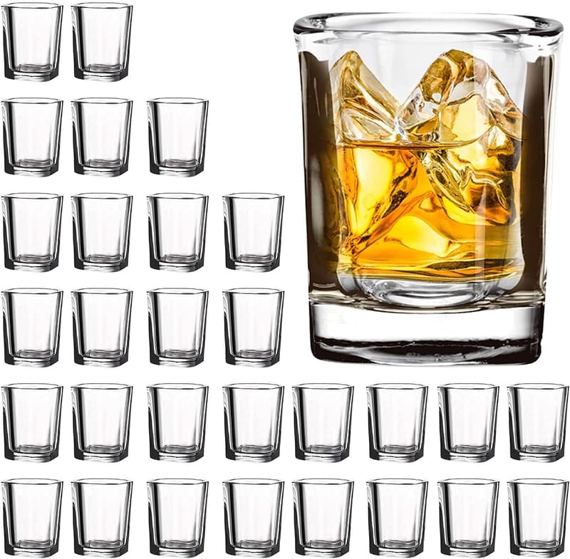 30 Pack Heavy Base Clear Shot Glasses for Spirits