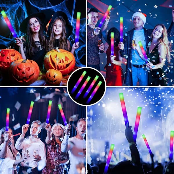 Glow Sticks Bulk - 32 LED Foam Light-Up Batons for Parties