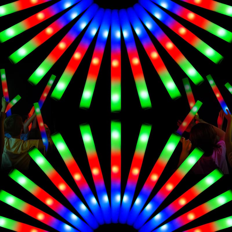 LED Glow Foam Sticks - 24 Pack Party Favors for Events