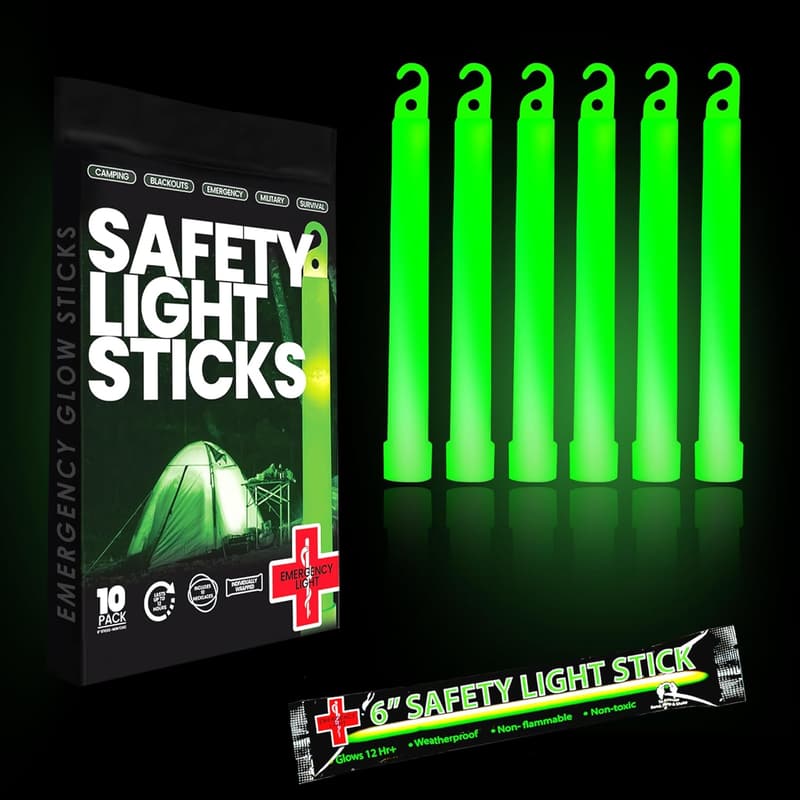 Emergency 10 Ultra Bright Green Glow Sticks for Camping