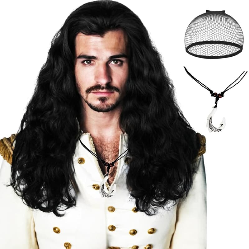 Halloween Pirate Captain Wig with Accessories for Cosplay