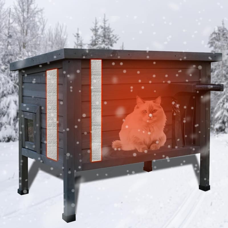 Weatherproof Insulated Outdoor Cat House with Escape Door