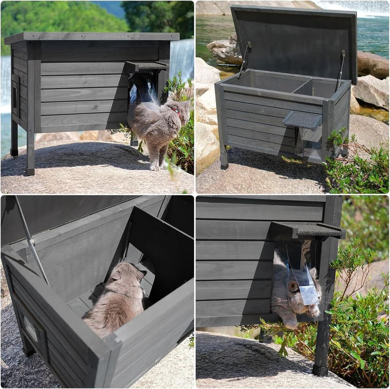 Weatherproof Insulated Outdoor Cat House with Escape Door