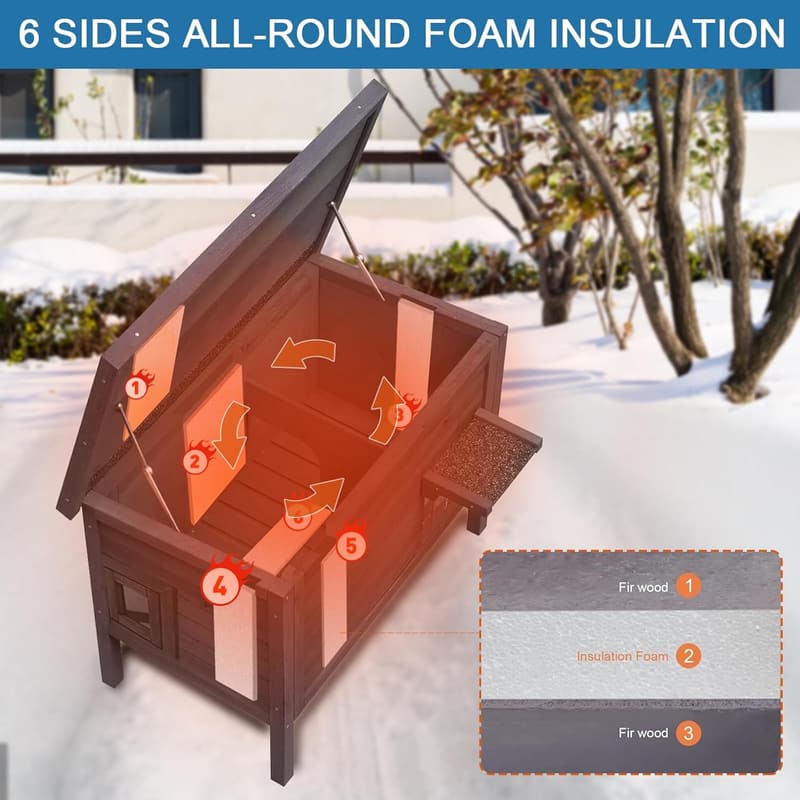 Weatherproof Insulated Outdoor Cat House with Escape Door