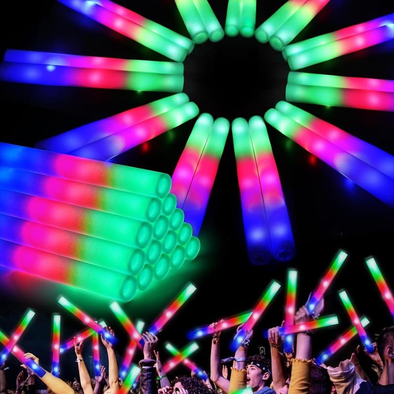 Glow Sticks Bulk Party Pack - 46PCS LED Foam Light Up Sticks