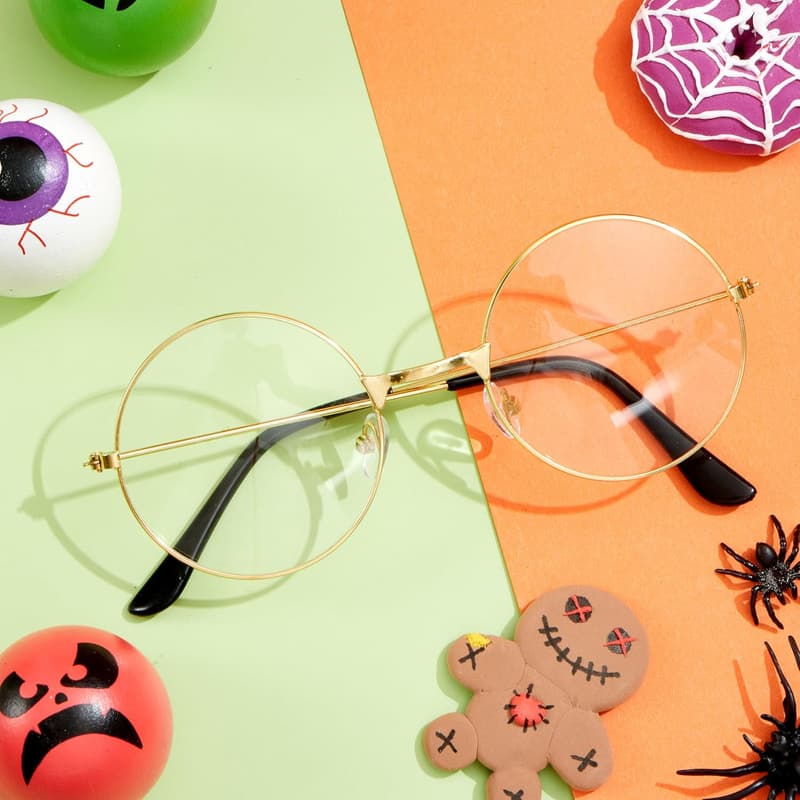 Halloween Wizard Glasses - Gold Round Wire Costume Accessory