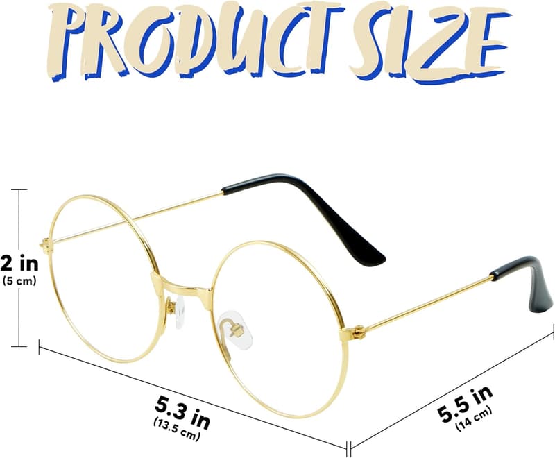 Halloween Wizard Glasses - Gold Round Wire Costume Accessory