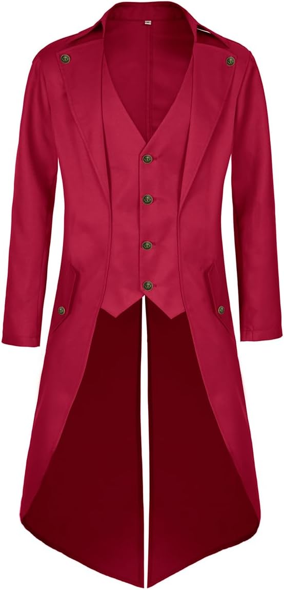 Steampunk Pirate Coat Jacket for Men's Halloween Costume
