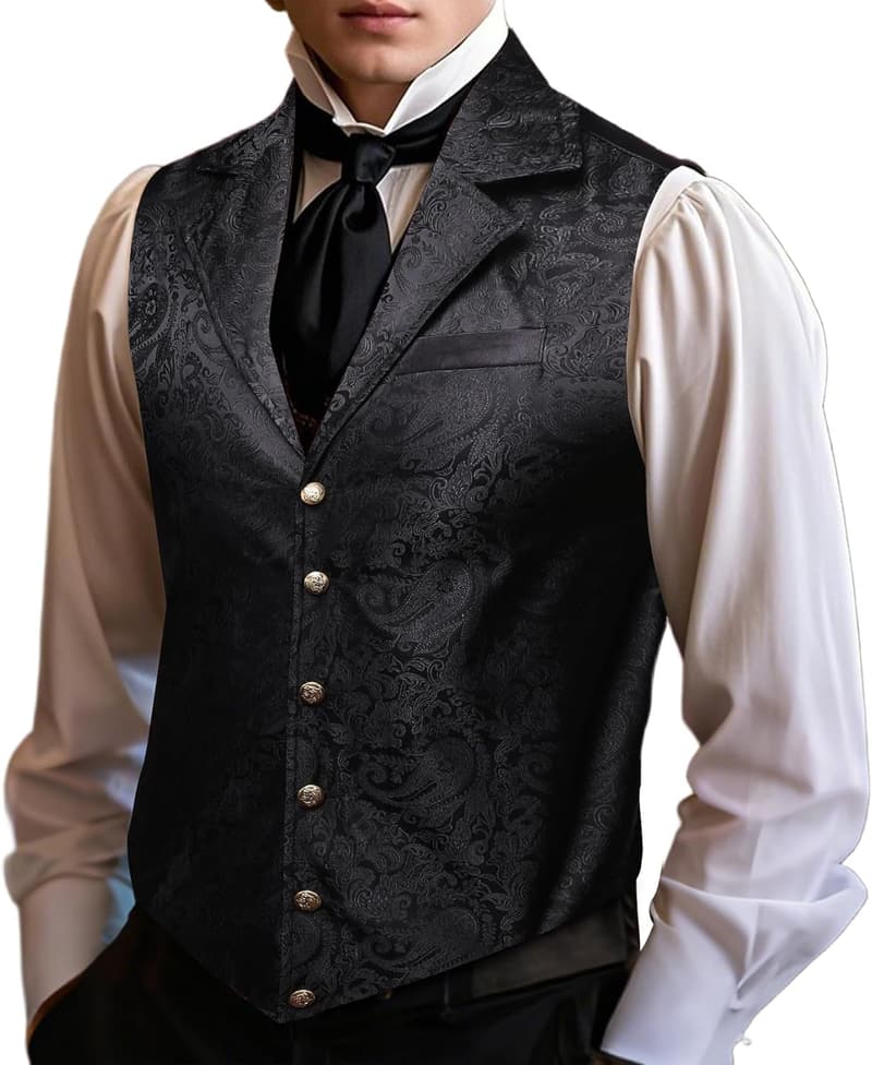 Victorian Paisley Waistcoat for Men - Tailored Steampunk Style