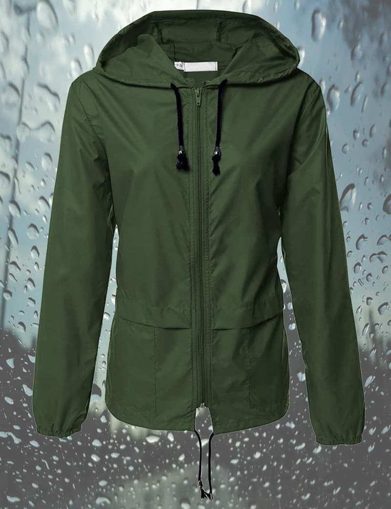 Lightweight Waterproof Hooded Rain Jacket for Women
