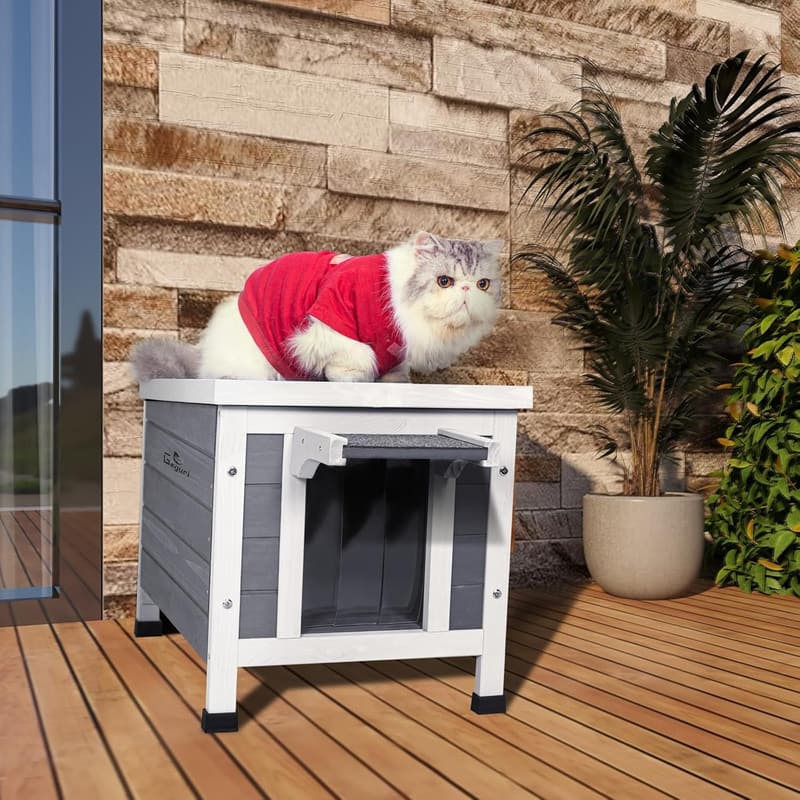 Weatherproof Outdoor Cat House with Elevated Floor
