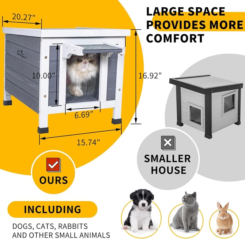Weatherproof Outdoor Cat House with Elevated Floor