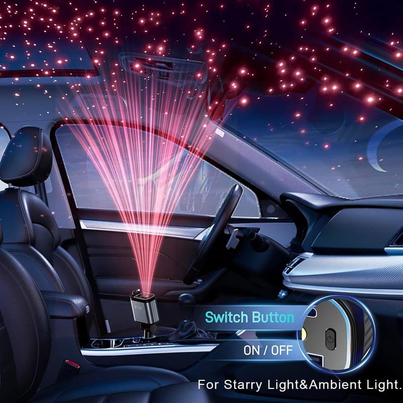 69W 4-in-1 Retractable USB-C Car Charger with Starry Light