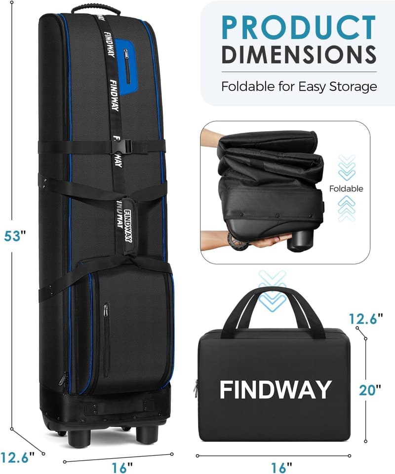 Golf Travel Bag with Wheels, Heavy Duty Oxford, Airline Compatible