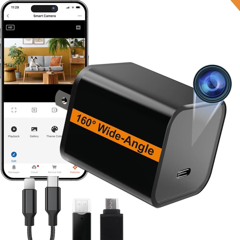 WiFi Smart Camera Charger - 1080P HD - Real-Time Pet Monitoring