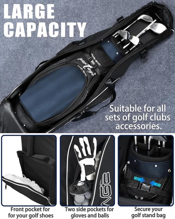 Golf Travel Bag with Wheels, Heavy Duty 900D Oxford - Black