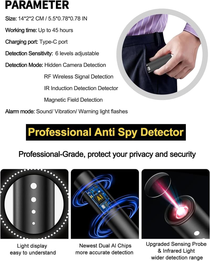 Spy Camera Finder & Hidden Bug Sweeper for Travel