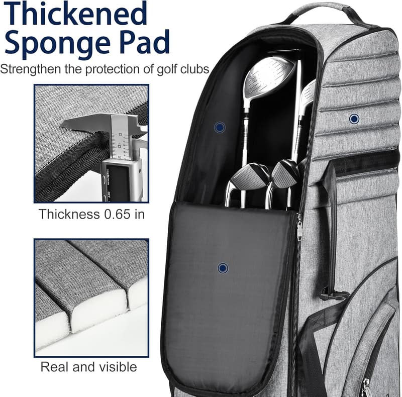 Black 900D Heavy Duty Golf Travel Bag with Wheels