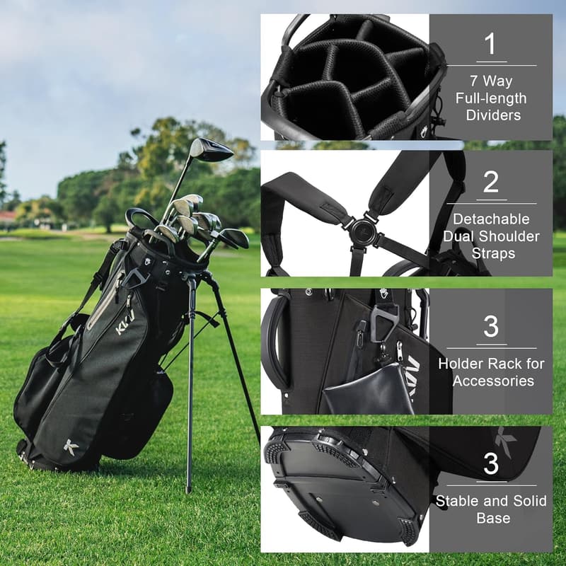 Lightweight Golf Stand Bag with 7 Dividers & 5 Pockets