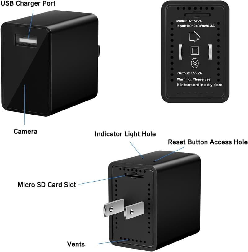 Mini WiFi Hidden Camera USB Charger - Full HD 1080P Security