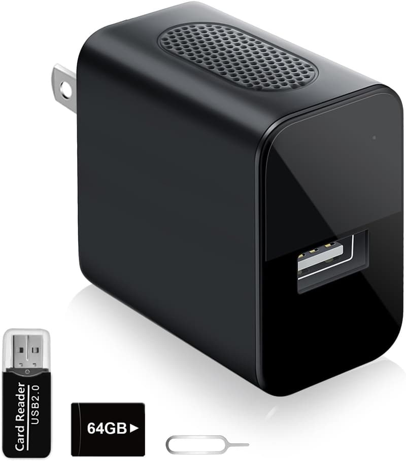 64GB Mini Nanny Cam Charger with 1080P Night Vision