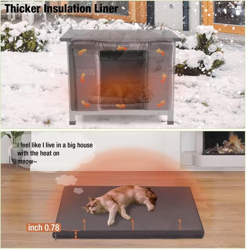 Weatherproof Insulated Outdoor Cat House for Winter