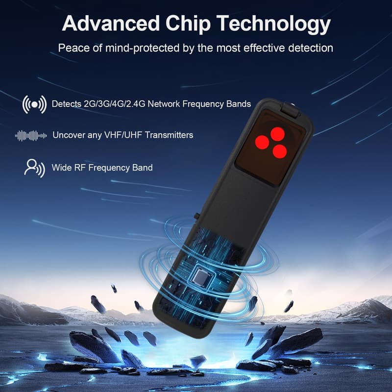 Travel-Friendly Hidden Camera and GPS Tracker Detector, Black S500
