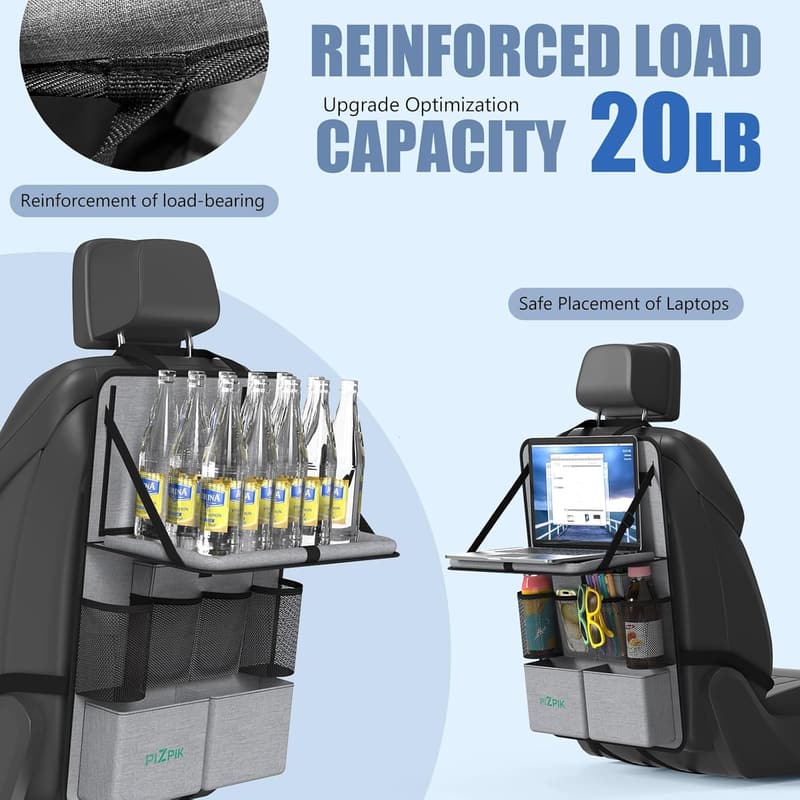 Backseat Organizer with Tablet Holder & Foldable Food Tray
