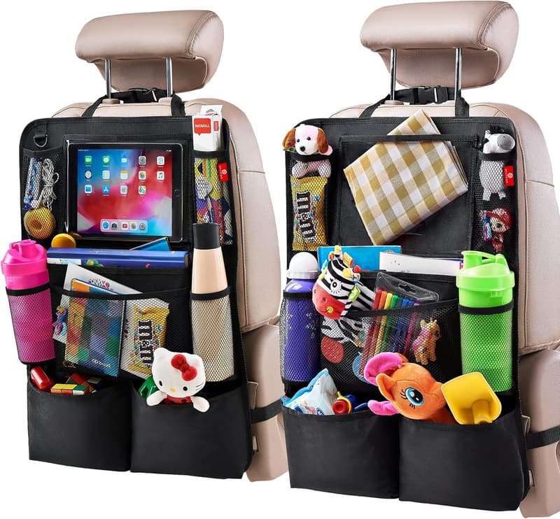 Kids' Backseat Car Organizer & Kick Mats with Tablet Holder, 2 Pack