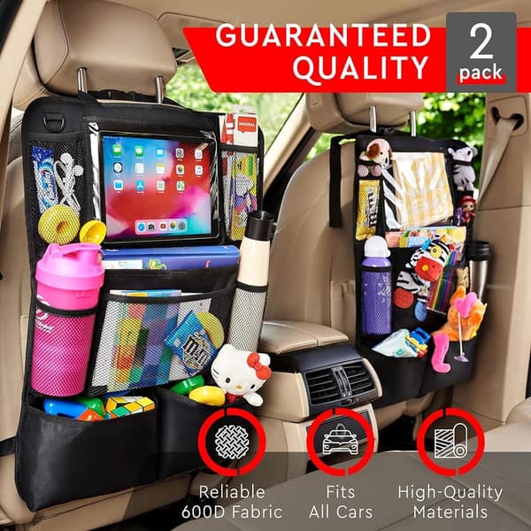 Kids' Backseat Car Organizer & Kick Mats with Tablet Holder, 2 Pack