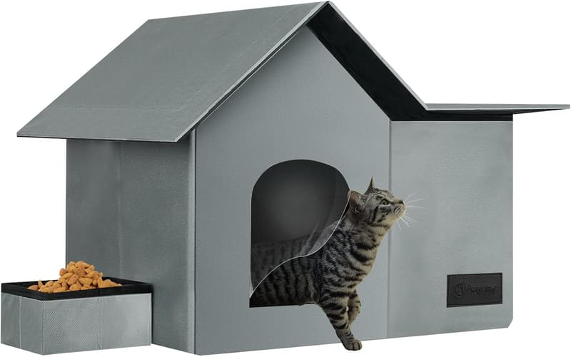 Outdoor Cat Shelter - Large Weatherproof Collapsible Bed with Mat