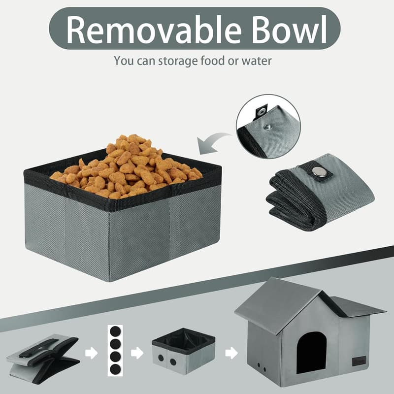 Outdoor Cat Shelter - Large Weatherproof Collapsible Bed with Mat