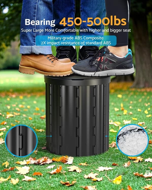 Portable Camping Toilet with Removable Paper Holder, 450 lbs Capacity