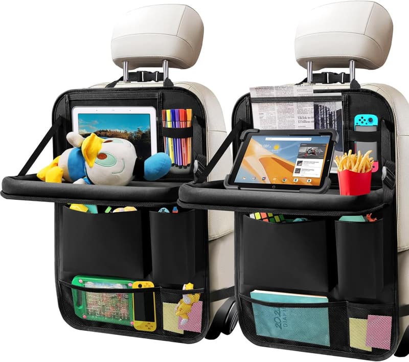 Car Backseat Organizer with Foldable Tray & Tablet Holder
