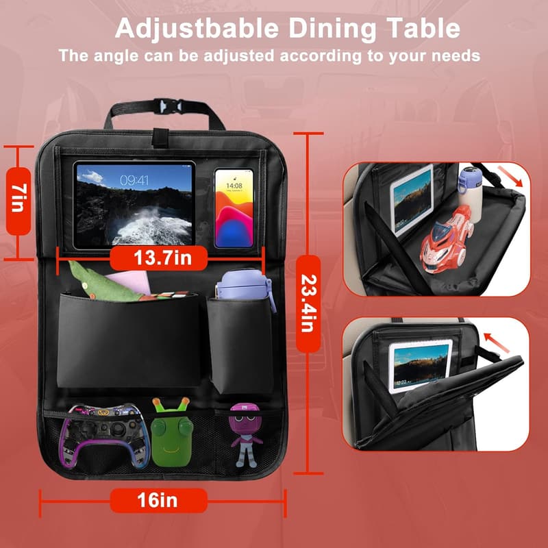 Car Backseat Organizer with Foldable Tray & Tablet Holder
