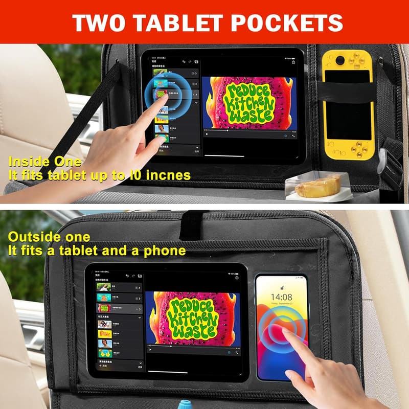 Car Backseat Organizer with Foldable Tray & Tablet Holder