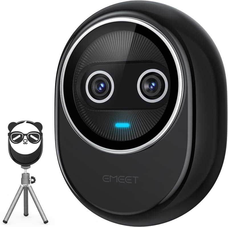 4K Dual-Camera Webcam with AI, 3 Microphones & Privacy Cover