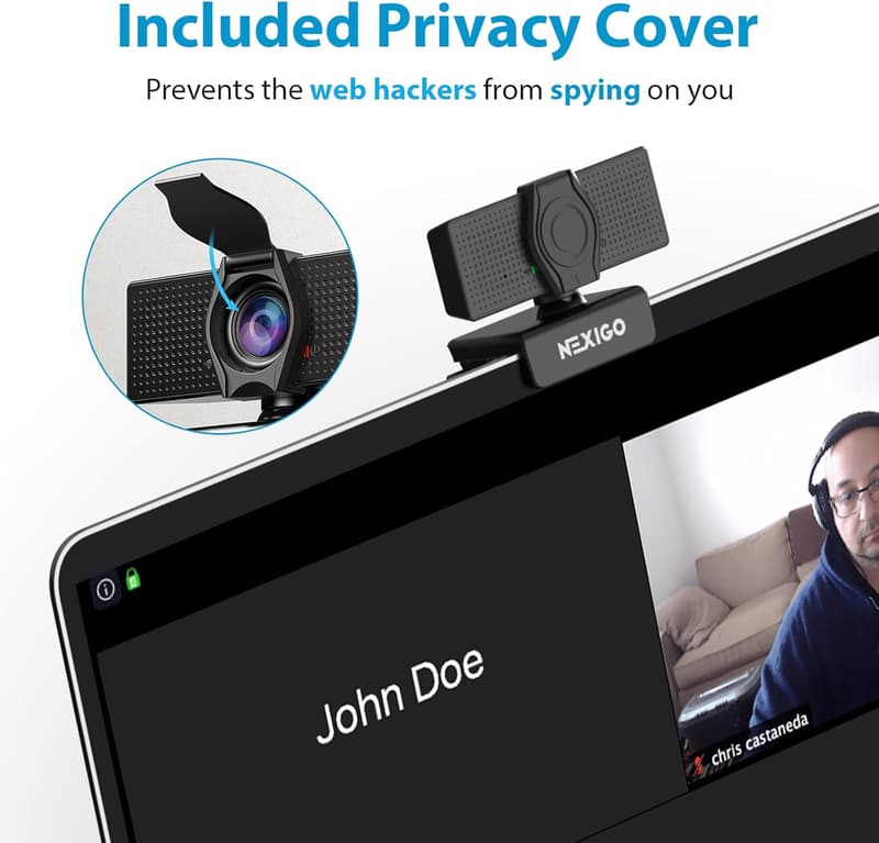 1080P Webcam with Microphone and Privacy Cover for Video Calls
