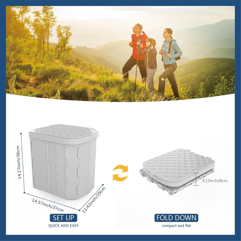 XL Portable Folding Toilet for Adults - Travel Camping Potty