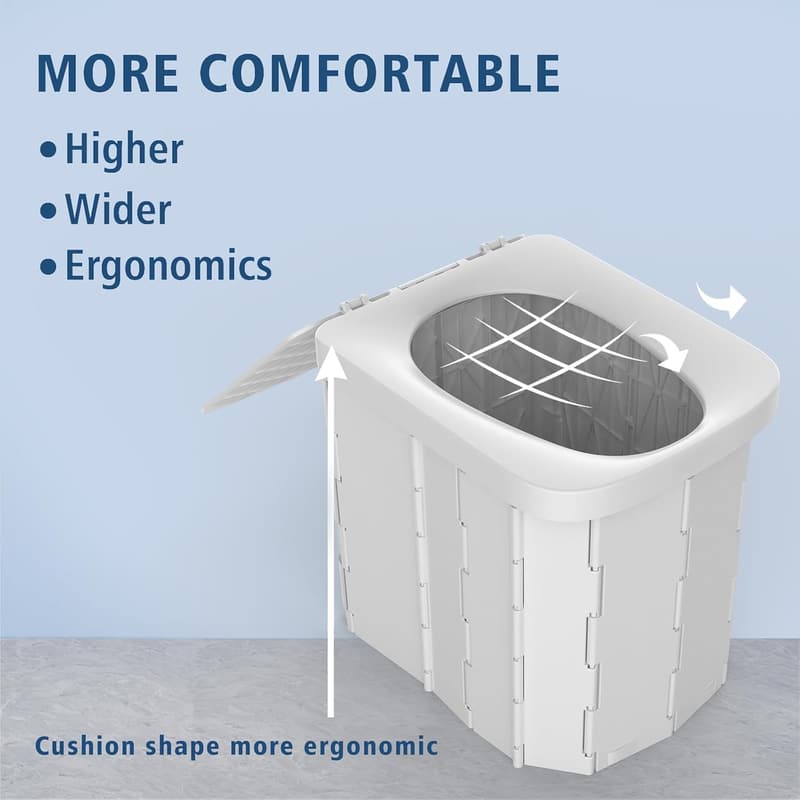 XL Portable Folding Toilet for Adults - Travel Camping Potty