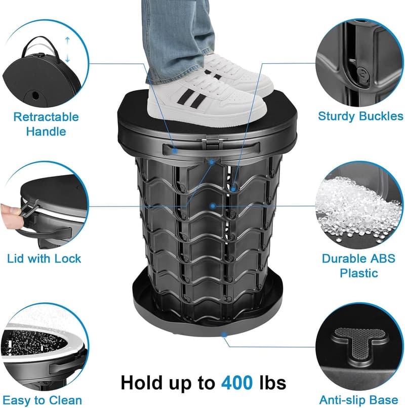 Portable Adjustable Camping Toilet - Retractable Travel Potty