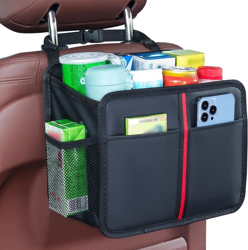 Premium PU Leather Backseat Car Organizer for Road Trips