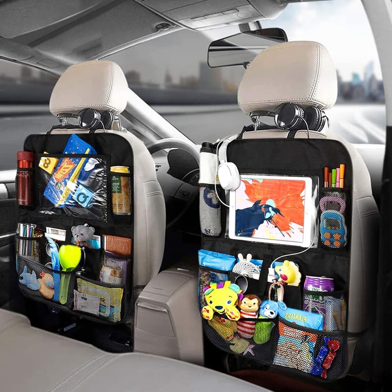 Car Backseat Organizer Set with Tablet Holder and 9 Pockets