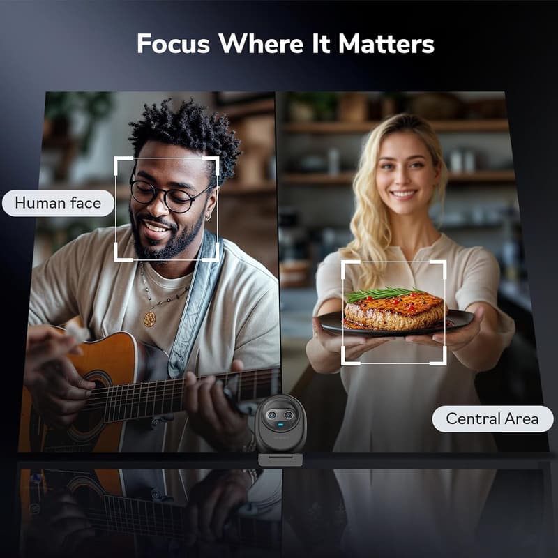 4K Dual-Camera Streaming Webcam with AI Autofocus