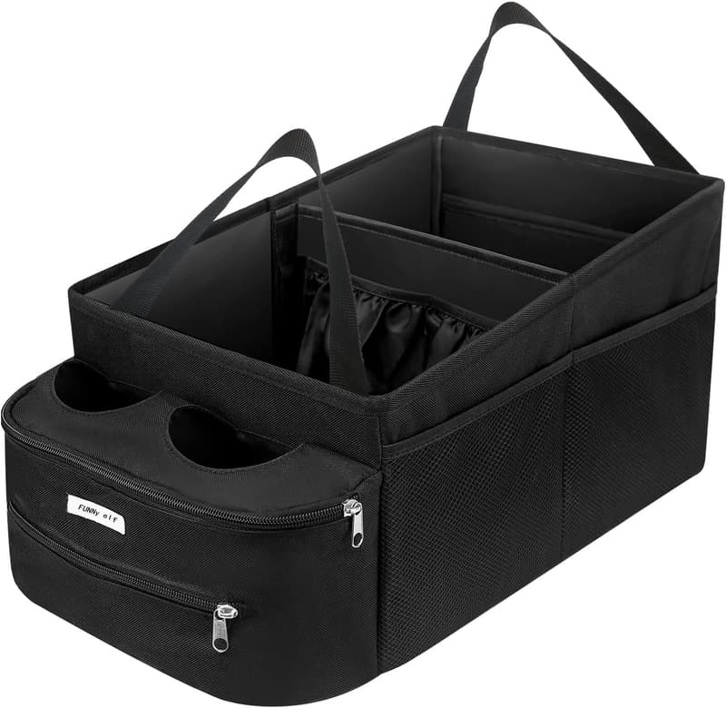 Collapsible Car Seat Organizer with Cup Holders