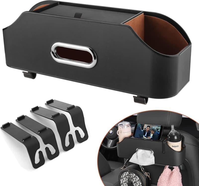 Car Seat Back Organizer - Functional Storage for Kids (Black)